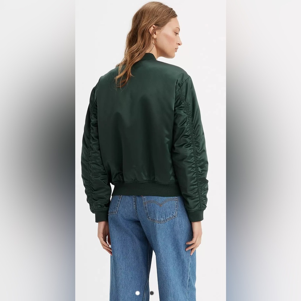 #712 Levi's Dark Green Relaxed Bomber Jacket Small - Picture 2 of 7